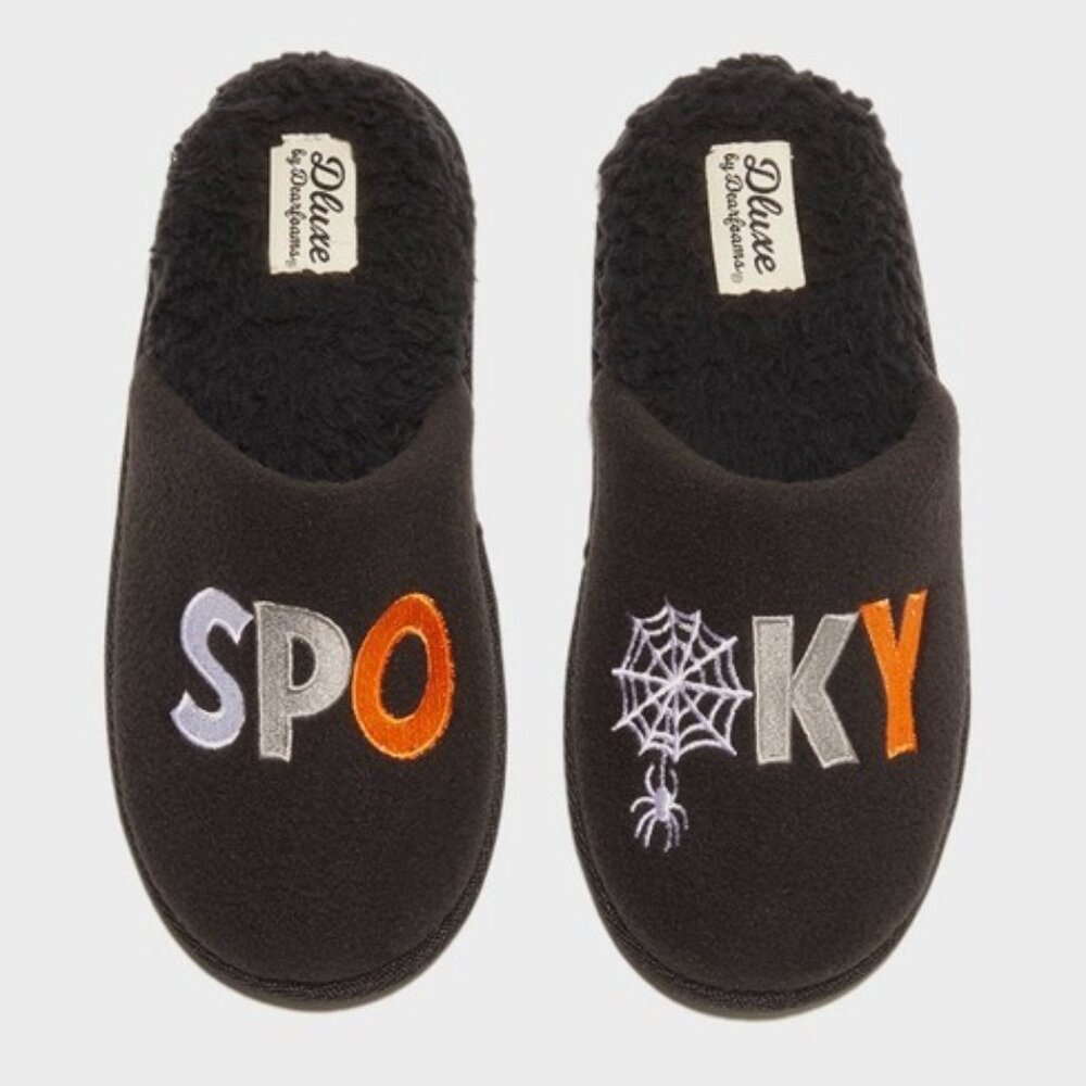 DLuxe by Dearfoams Women's Halloween SPOOKY House Shoes Slippers Size Small NWT